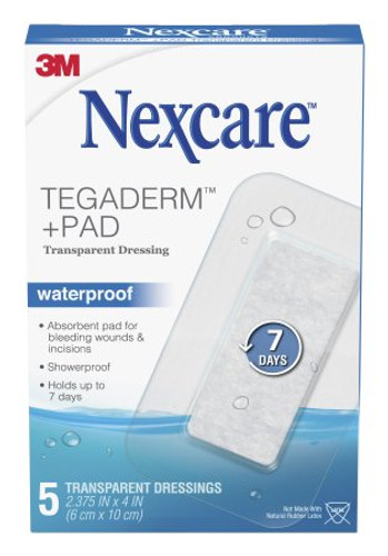 Transparent Dressing with Pad Nexcare Tegaderm Pad Rectangle 2-3/8 X 4 Inch 2 Tab Delivery Without Label Sterile H3584