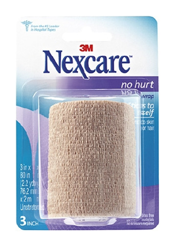 Medical Tape Nexcare No Hurt Self-Adherent Hypoallergenic Material 3 Inch X 2-1/5 Yard Tan NonSterile NHT-3