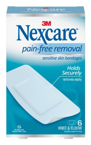Adhesive Strip Nexcare Sensitive Skin 1-1/8 X 5 - 15/16 Inch / 2-1/4 X 10 - 7/8 Inch / 3 X 5-7/8 Inch Silicone Knee / Elbow White Sterile SSB-06