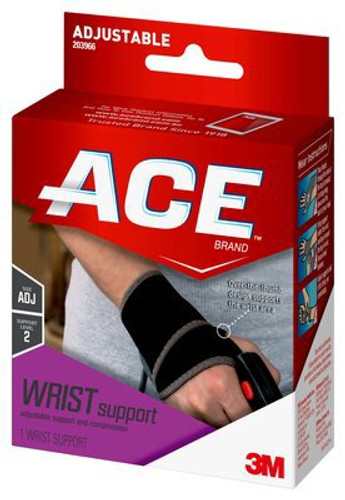 Wrist Support 3M Ace Low Profile / Wraparound Neoprene Blend Left or Right Wrist Black One Size Fits Most 203966