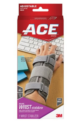 Wrist Brace 3M Ace Aluminum / Nylon / Polyester / Polypropylene / Polyurethane / Spandex Left Hand Gray One Size Fits Most 205276