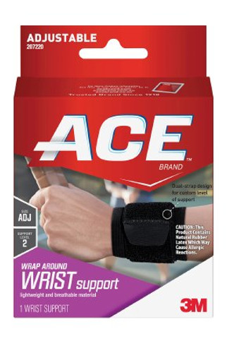 Wrist Support 3M Ace Low Profile / Wraparound Cotton / Nylon / Polyester / Polyurethane Foam / Rubber Latex Left or Right Hand Black One Size Fits Most 207220