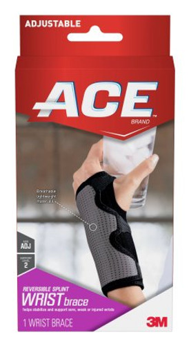 Wrist Brace 3M Ace Reversible Aluminum / Nylon / Polyester / Polyurethane / Spandex Left or Right Hand Black / Gray One Size Fits Most 209623