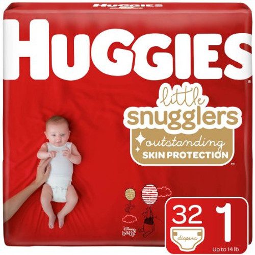 Unisex Baby Diaper Huggies Little Snugglers Size 1 Disposable Moderate Absorbency 34717