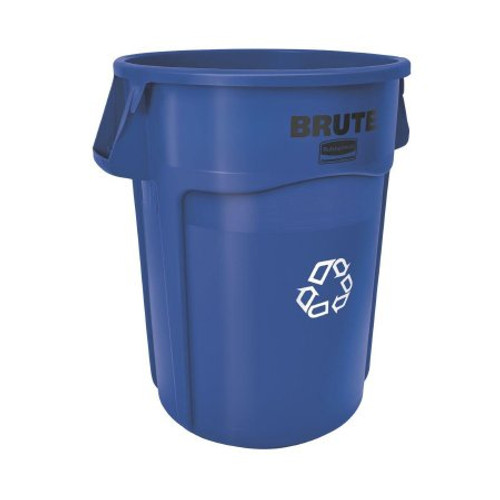 Recycling Container Rubbermaid Brute 32 gal. Round Blue Plastic Open Top FG263273BLU