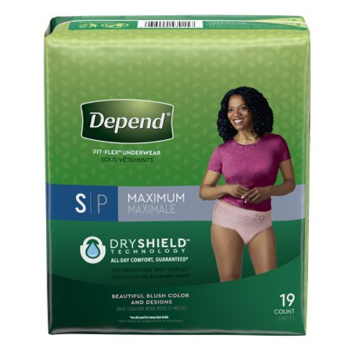 Female Adult Absorbent Underwear Depend FIT-FLEX Pull On with Tear Away Seams Small Disposable Heavy Absorbency 47915