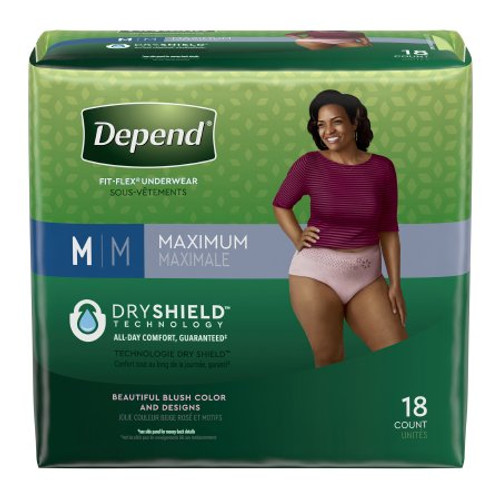Female Adult Absorbent Underwear Depend FIT-FLEX Pull On with Tear Away Seams Medium Disposable Heavy Absorbency 47932
