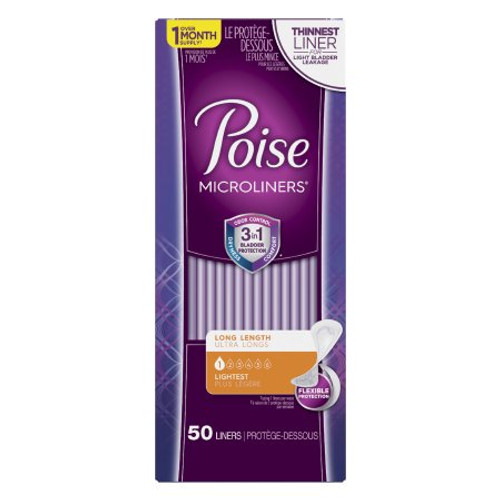 Bladder Control Pad Poise Microliners 6.9 Inch Length Light Absorbency Absorb-Loc Core One Size Fits Most Adult Female Disposable 48288