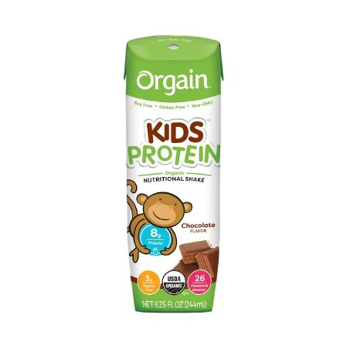 Pediatric Oral Supplement Orgain Kids Protein Organic Nutritional Shake Chocolate Flavor 8.25 oz. Carton Ready to Use 851770003124