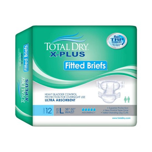 Unisex Adult Incontinence Brief Total Dry X-Plus Large Disposable Heavy Absorbency SPC97034
