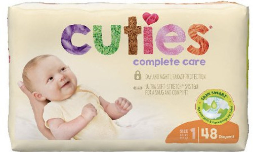 Unisex Baby Diaper Cuties Complete Care Size 1 Disposable Heavy Absorbency CCC01