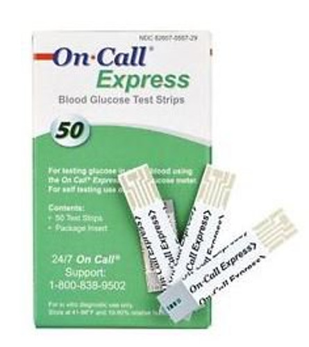 Blood Glucose Test Strips On Call 50 Strips per Box No Coding Required For On Call Glucose Meters 755729