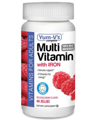 Multivitamin Supplement YumV s Adults Vitamin A Vitamin C Vitamin D Vitamin E Niacin Vitamin B6 Folate Vitamin B-12 Biotin Pantothenic Acid Iodine Zinc Sodium Choline Inositol 2 500 IU 60 mg 800 IU 15 IU 12 mg 4 mg 400 mcg 12