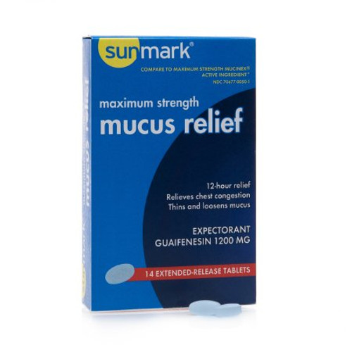 Cold and Cough Relief sunmark mucus E.R. 1 200 mg Strength Extended Release Tablet 14 per Box 70677005001