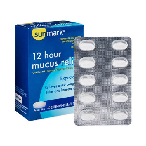 Cold and Cough Relief sunmark mucus E.R. 600 mg Strength Extended Release Tablet 40 per Box 70677005501