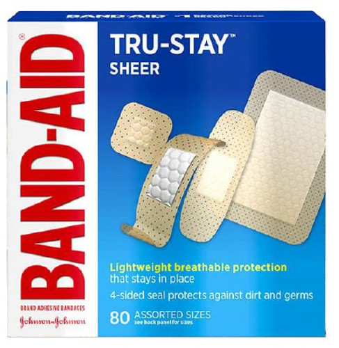 Adhesive Strip Band-Aid Assorted Sizes Plastic Assorted Shapes Sheer Sterile 381370046691