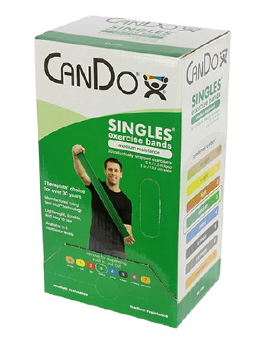 Exercise Resistance Band CanDo Green 5 Inch X 5 Foot Medium Resistance 10-5183