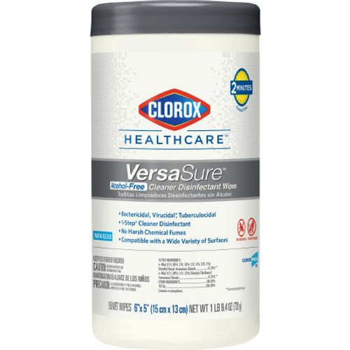 Clorox Healthcare VersaSure Surface Disinfectant Cleaner Premoistened Manual Pull Wipe 150 Count Canister Disposable Scented NonSterile 31758
