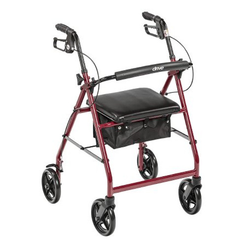 4 Wheel Rollator drive Red Adjustable Height Aluminum Frame R728RD