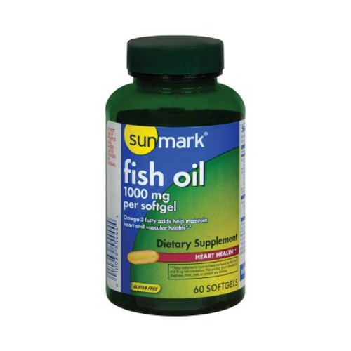 Omega 3 Supplement sunmark Fish Oil 1000 mg Strength Softgel 60 per Bottle 01093989144