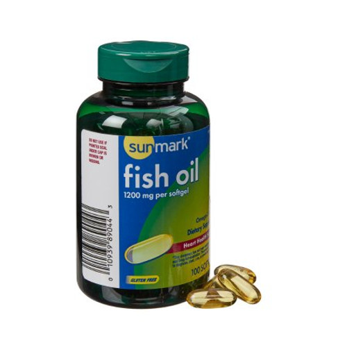 Omega 3 Supplement sunmark Fish Oil 1200 mg Strength Softgel 100 per Bottle 10939890404