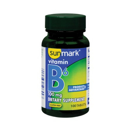 Vitamin Supplement sunmark Vitamin B6 100 mg Strength Tablet 100 per Bottle 01093989944