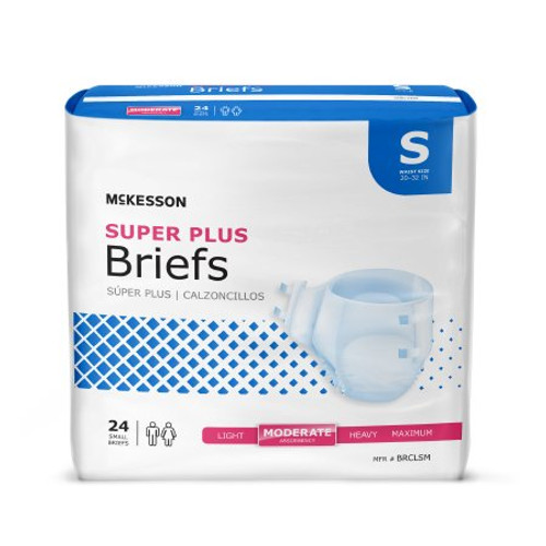 Unisex Adult Incontinence Brief McKesson Super Plus Small Disposable Moderate Absorbency BRCLSM