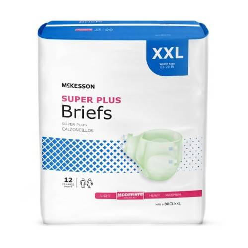 Unisex Adult Incontinence Brief McKesson Super Plus 2X-Large Disposable Moderate Absorbency BRCLXXL