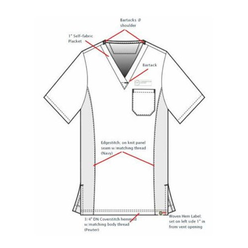 Scrub Shirt Fashion Seal X-Small Pewter / Navy Male 12003-XS