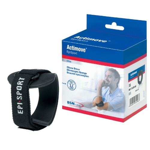 Elbow Support Actimove EpiSport X-Small D-Ring / Hook and Loop Closure Strap Left or Right Forearm 8 to 9 Inch Forearm Circumference Black 7347005
