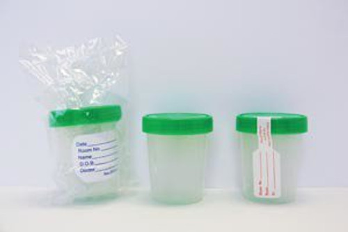 Specimen Container 120 mL 4 oz. Screw Cap Patient Information Poly Bagged Sterile GS398