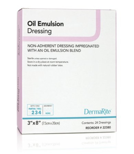 Oil Emulsion Impregnated Dressing DermaRite 3 X 8 Inch Mesh Gauze Oil Emulsion Blend Sterile 22380