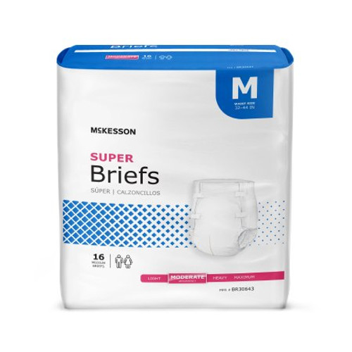 Unisex Adult Incontinence Brief McKesson Medium Disposable Moderate Absorbency BR30643