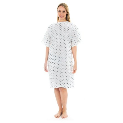 Patient Exam Gown One Size Fits Most White / Blue Print Reusable 100712