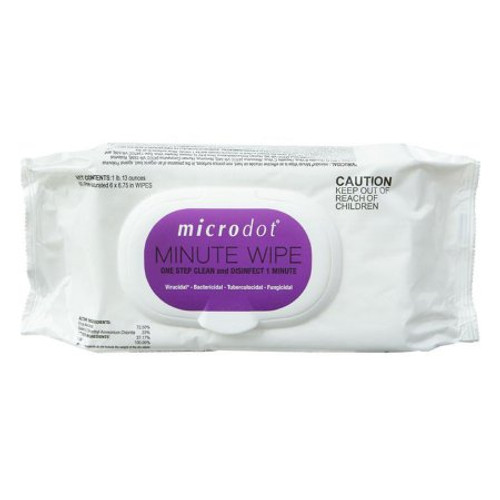 microdot Minute Wipe Surface Disinfectant Cleaner Premoistened Alcohol Based Manual Pull Wipe 60 Count Soft Pack Disposable Alcohol Scent NonSterile 601-24