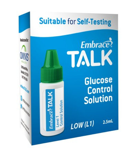 Blood Glucose Control Solution Embrace Talk Blood Glucose Testing 2.5 mL Level 1 APX03AB0318