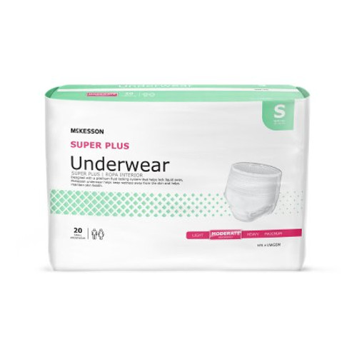 Unisex Adult Absorbent Underwear McKesson Super Plus Pull On with Tear Away Seams Small Disposable Moderate Absorbency UWGSM