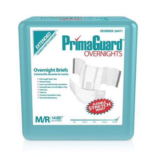 Adult Incontinence Brief PrimaGuard Overnight Medium / Regular Disposable Heavy Absorbency 26471