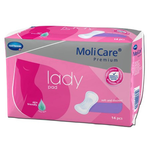 Bladder Control Pad MoliCare Premium Lady Pads 3-1/2 X 10-1/2 Inch Light Absorbency Polymer Core One Size Fits Most Adult Female Disposable 168624