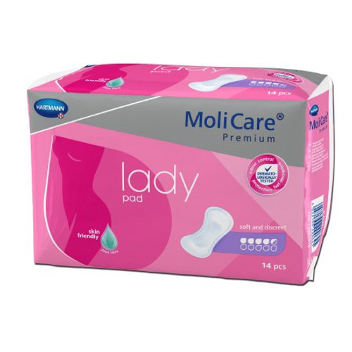 Bladder Control Pad MoliCare Premium Lady Pads 6-1/2 X 16 Inch Moderate Absorbency Polymer Core One Size Fits Most Adult Female Disposable 168654