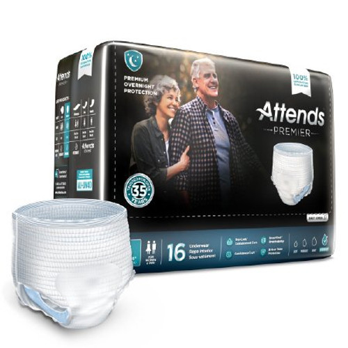 Unisex Adult Absorbent Underwear Attends Premier Pull On with Tear Away Seams Large Disposable Heavy Absorbency ALI-UW30