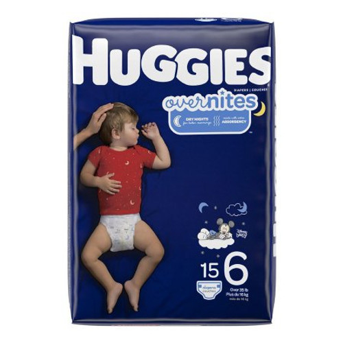 Unisex Baby Diaper Huggies Overnites Size 6 Disposable Heavy Absorbency 49541