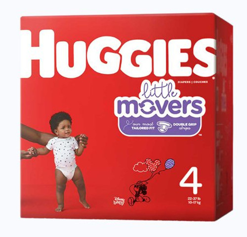 Unisex Baby Diaper Huggies Little Movers Size 4 Disposable Moderate Absorbency 49679