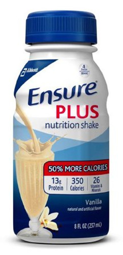 Oral Supplement Ensure Plus Nutrition Shake Vanilla Flavor Ready to Use 8 oz. Bottle 62932