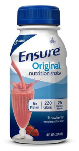 Oral Supplement Ensure Original Shake Strawberry Flavor Ready to Use 8 oz. Bottle 63389