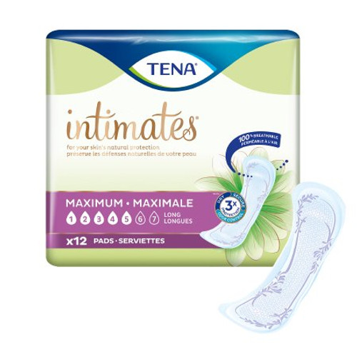 Bladder Control Pad TENA Intimates Maximum Long 15 Inch Length Heavy Absorbency Dry-Fast Core One Size Fits Most Adult Female Disposable 54268