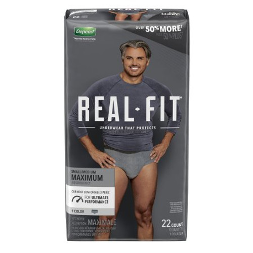 Male Adult Absorbent Underwear Depend Real Fit Pull On with Tear Away Seams Small / Medium Disposable Heavy Absorbency 50976