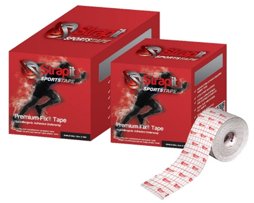 Athletic Underwrap Tape Fixit Premium Eco Adhesive / Nonwoven Fabric 2 Inch X 11 Yard Red / White NonSterile 24-0260