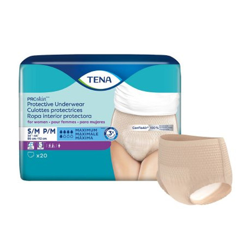 Female Adult Absorbent Underwear TENA ProSkin Protective Pull On with Tear Away Seams Small / Medium Disposable Moderate Absorbency 73020