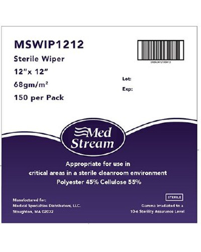 Cleanroom Wipe McKesson ISO Class 5 White Sterile Polyester / Cellulose 12 X 12 Inch Disposable MSWIP1212